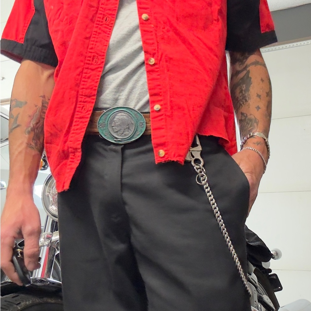 Cropped Earnhardt jr. button up Bud shirt